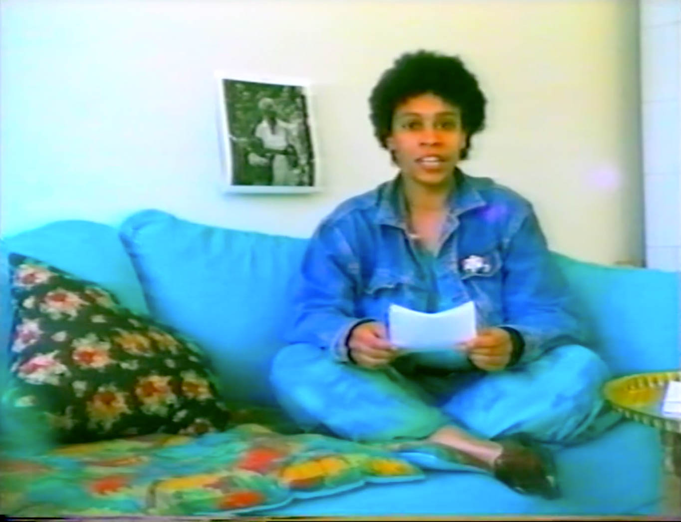 Film still: LTV Ika Hügel-Marshall, moderator. Provided by Mahide Lein