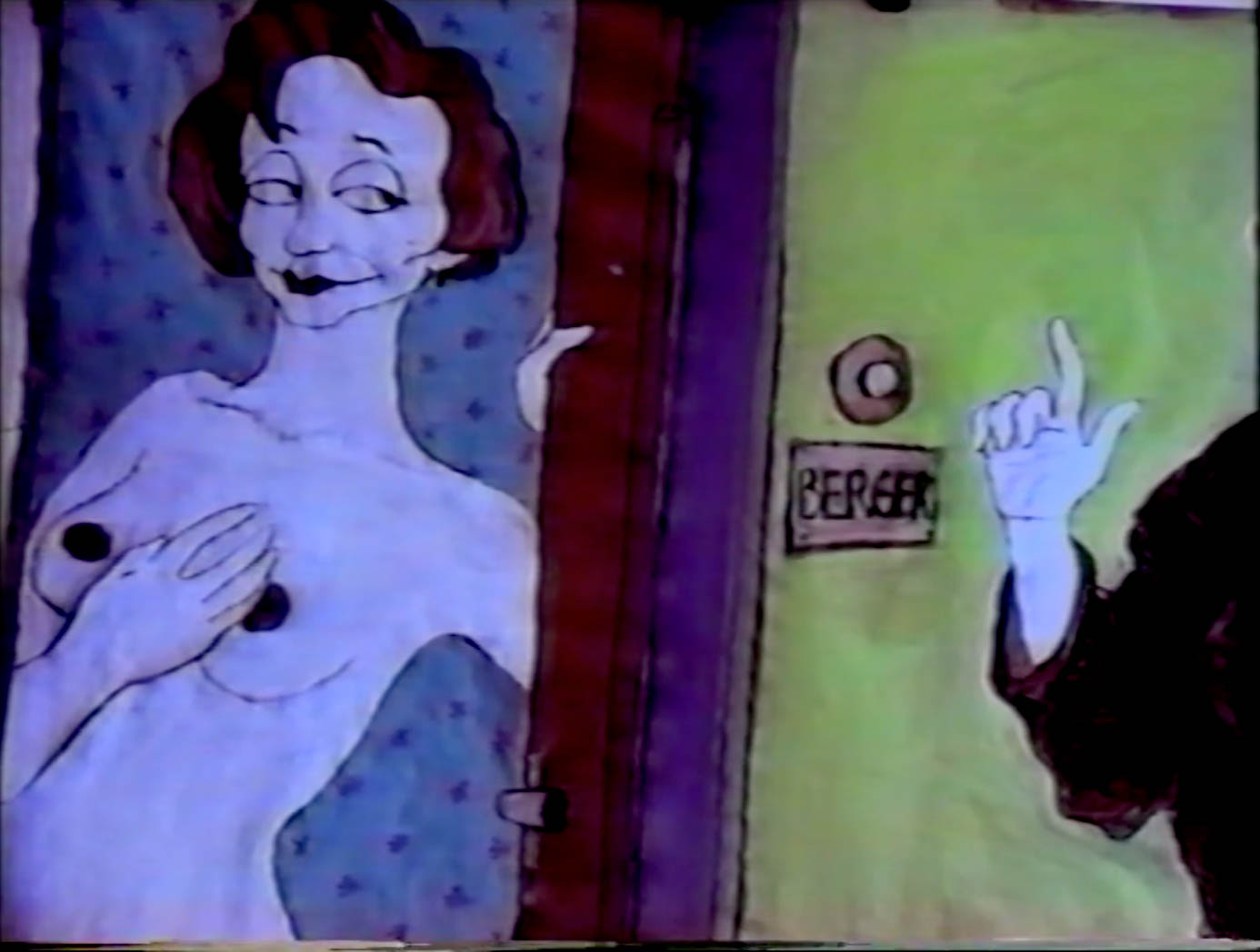 Film still: LTV Me and Mrs Berger, cartoon and song by Heidi Kull. Provided by Mahide Lein